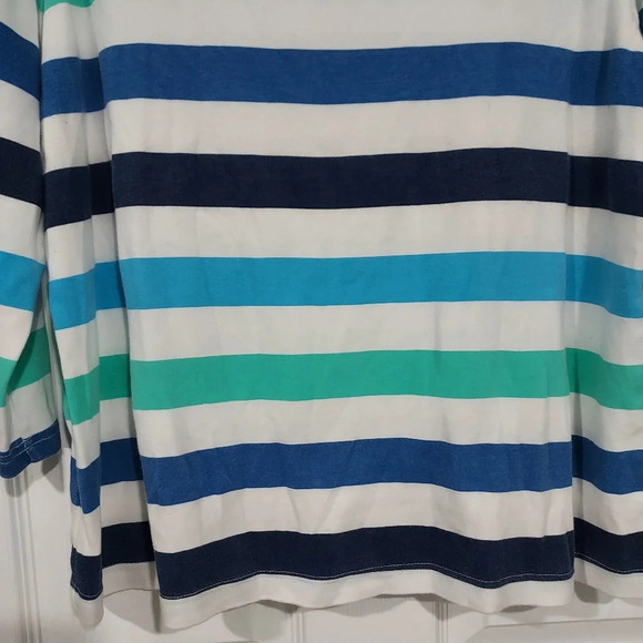 Croft & Barrow Blue & White Striped Boatneck 3/4 Sleeve Shirt in Size XL - Picture 4 of 9